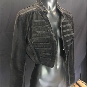 Black retro military style crop jacket
